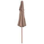 Parasol à deux étages avec mât en bois 270 cm taupe – Image 4