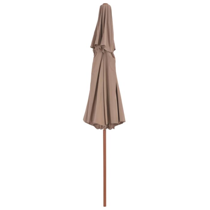 Parasol à deux étages avec mât en bois 270 cm taupe – Image 4
