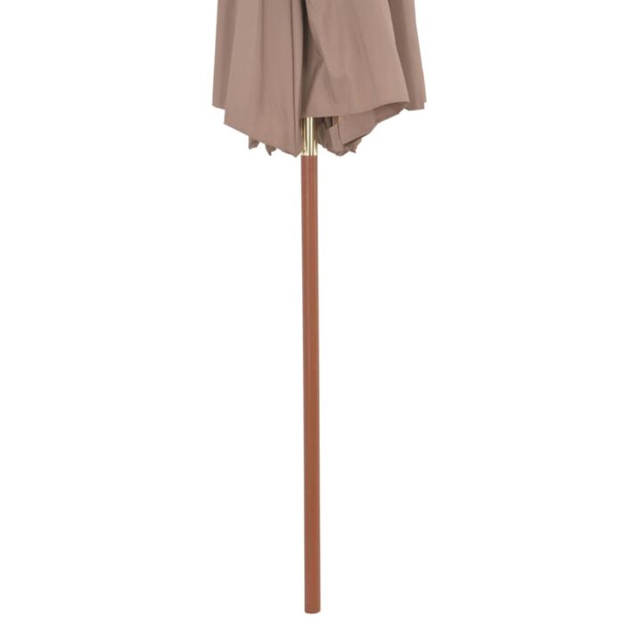 Parasol à deux étages avec mât en bois 270 cm taupe – Image 6