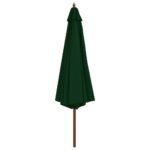 Parasol d'extérieur avec mât en bois 350 cm Vert – Image 2