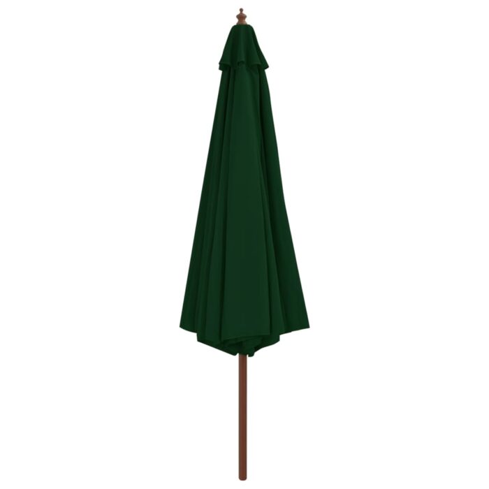 Parasol d'extérieur avec mât en bois 350 cm Vert – Image 2