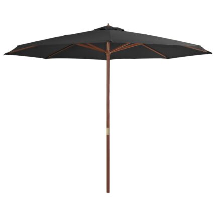 Parasol d'extérieur avec mât en bois 350 cm Anthracite