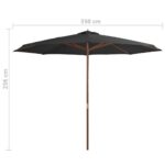 Parasol d'extérieur avec mât en bois 350 cm Anthracite – Image 3