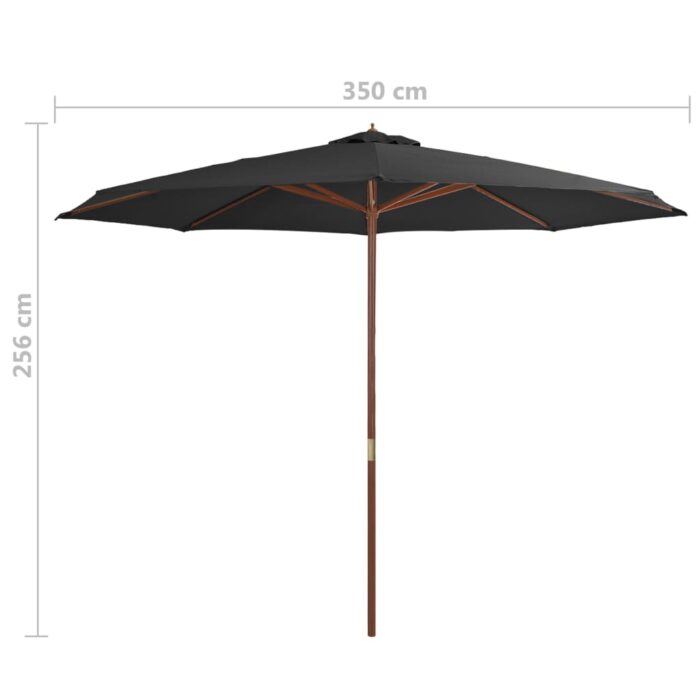 Parasol d'extérieur avec mât en bois 350 cm Anthracite – Image 3