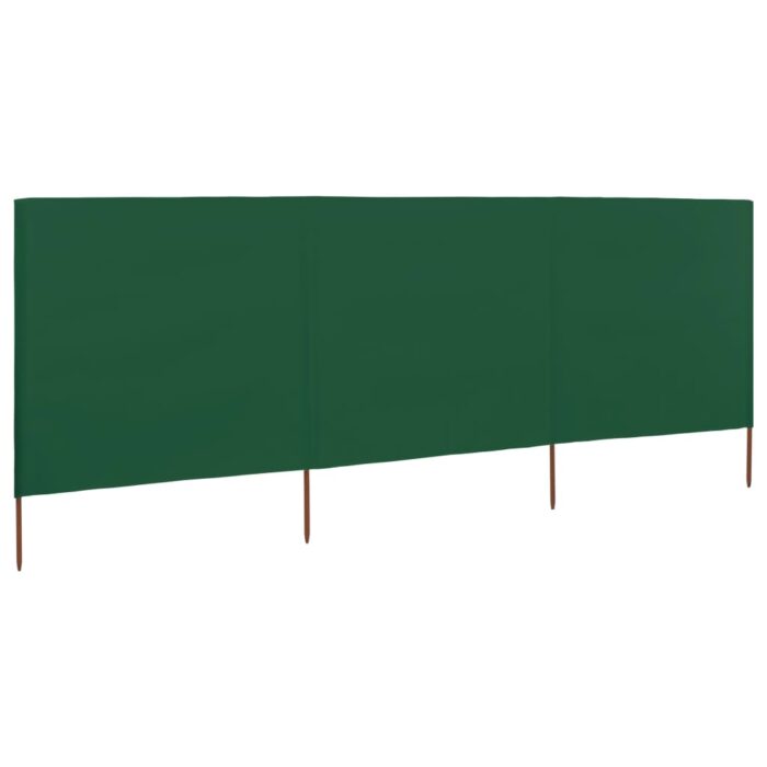 Paravent 3 panneaux Tissu 400 x 120 cm Vert – Image 1