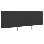 Paravent 3 panneaux Tissu 400 x 120 Anthracite