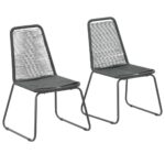 Chaises d'extérieur lot de 2 Résine tressée Noir