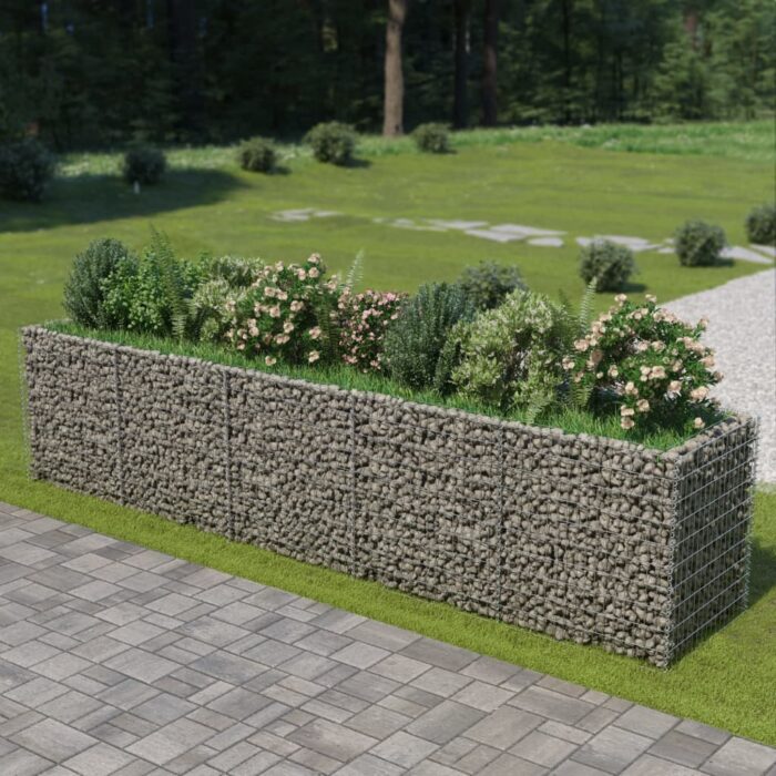 Lit surélevé à gabion Acier galvanisé 450x90x100 cm – Image 1
