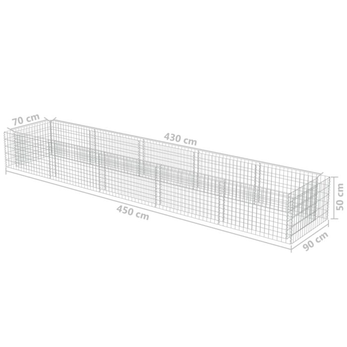 Lit surélevé à gabion Acier galvanisé 450x90x50 cm – Image 6