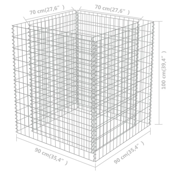 Lit surélevé à gabion Acier galvanisé 90x90x100 cm – Image 5