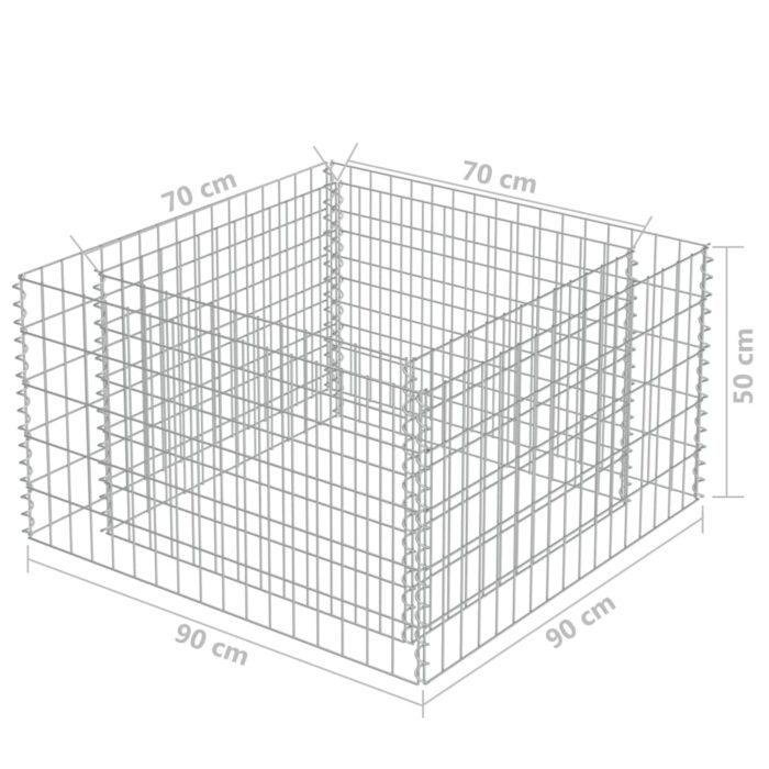 Lit surélevé à gabion Acier galvanisé 90x90x50 cm – Image 5