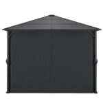 Tonnelle avec rideau Aluminium 3x3 m Noir – Image 4
