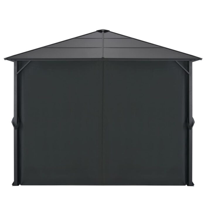 Tonnelle avec rideau Aluminium 3x3 m Noir – Image 4