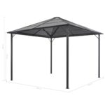 Tonnelle avec rideau Aluminium 3x3 m Noir – Image 6