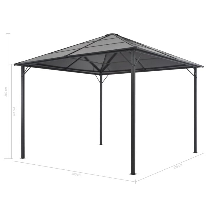 Tonnelle avec rideau Aluminium 3x3 m Noir – Image 6