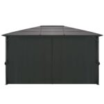 Tonnelle avec rideau Aluminium 4x3x2,6 m Noir – Image 4