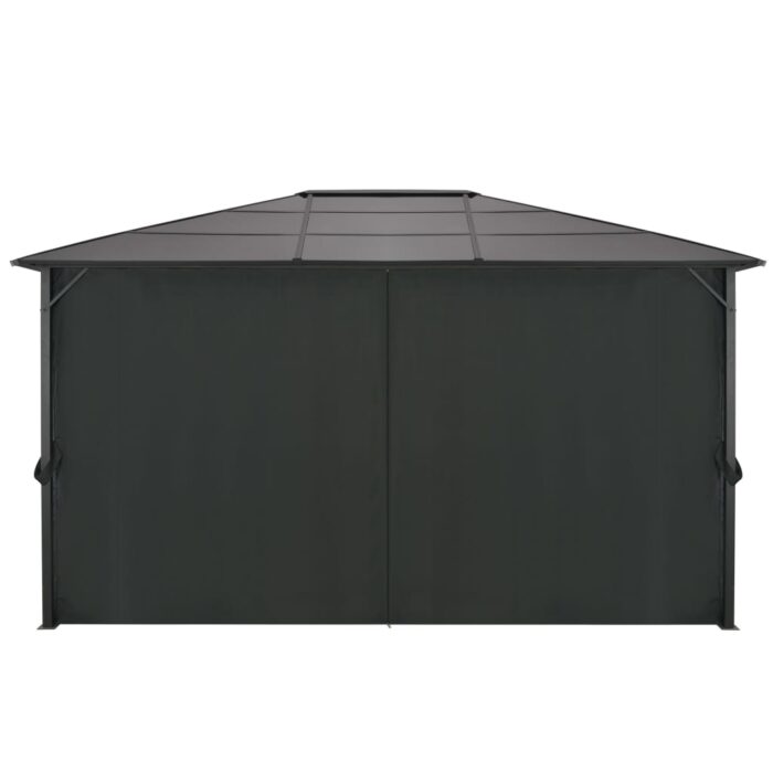 Tonnelle avec rideau Aluminium 4x3x2,6 m Noir – Image 4