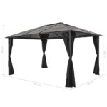 Tonnelle avec rideau Aluminium 4x3x2,6 m Noir – Image 6