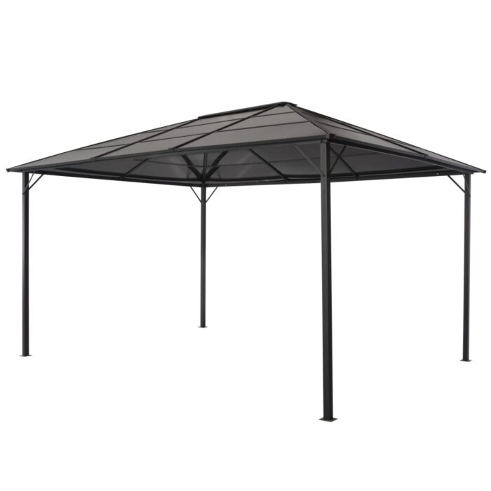 Tonnelle avec toit Aluminium 4x3x2,6 m Noir – Image 1
