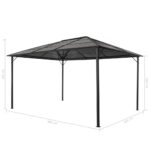 Tonnelle avec toit Aluminium 4x3x2,6 m Noir – Image 4