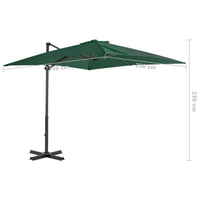 Parasol de jardin en porte-à-faux et poteau en aluminium vert – Image 7