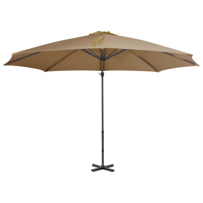 Parasol de jardin en porte-à-faux et poteau en aluminium taupe – Image 2