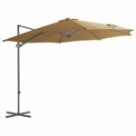 Parasol de jardin en porte-à-faux avec mât en acier taupe