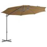 Parasol de jardin en porte-à-faux avec mât en acier taupe – Image 2