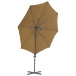Parasol de jardin en porte-à-faux avec mât en acier taupe – Image 3