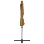 Parasol de jardin en porte-à-faux avec mât en acier taupe – Image 4