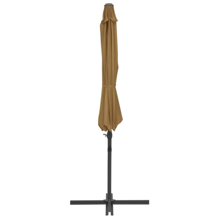 Parasol de jardin en porte-à-faux avec mât en acier taupe – Image 4