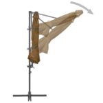 Parasol de jardin en porte-à-faux avec mât en acier taupe – Image 5