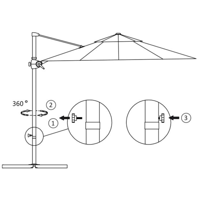 Parasol de jardin en porte-à-faux avec mât en acier taupe – Image 7