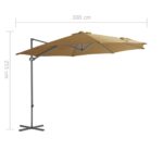 Parasol de jardin en porte-à-faux avec mât en acier taupe – Image 8