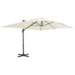 Parasol de jardin en porte-à-faux et poteau en aluminium sable