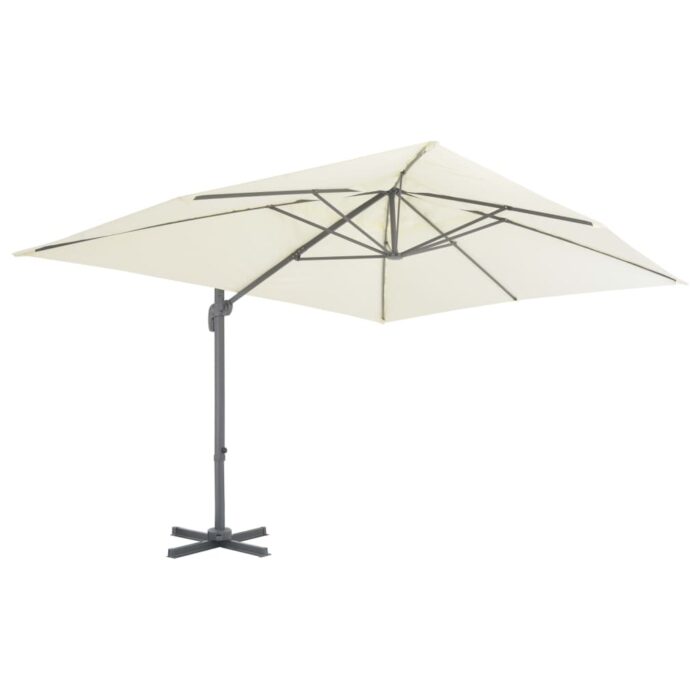 Parasol de jardin en porte-à-faux et poteau en aluminium sable – Image 2