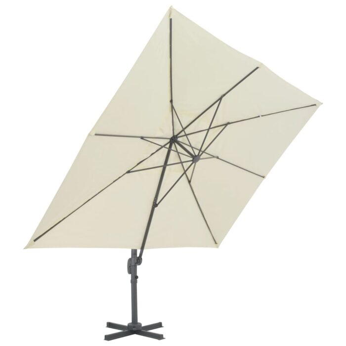 Parasol de jardin en porte-à-faux et poteau en aluminium sable – Image 3