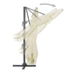 Parasol de jardin en porte-à-faux et poteau en aluminium sable – Image 4
