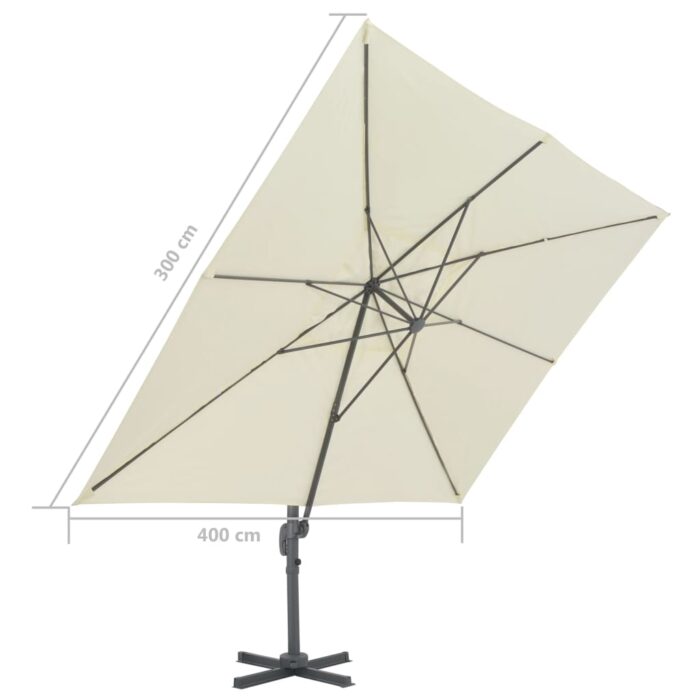 Parasol de jardin en porte-à-faux et poteau en aluminium sable – Image 8