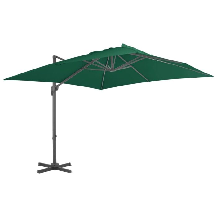 Parasol de jardin en porte-à-faux et poteau en aluminium vert – Image 1