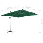 Parasol de jardin en porte-à-faux et poteau en aluminium vert – Image 6