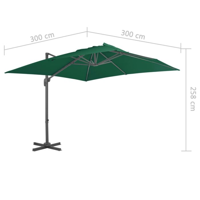 Parasol de jardin en porte-à-faux et poteau en aluminium vert – Image 6