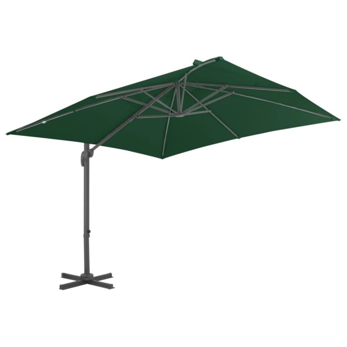 Parasol de jardin en porte-à-faux et poteau en aluminium vert – Image 2