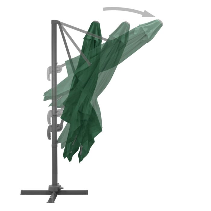 Parasol de jardin en porte-à-faux et poteau en aluminium vert – Image 5