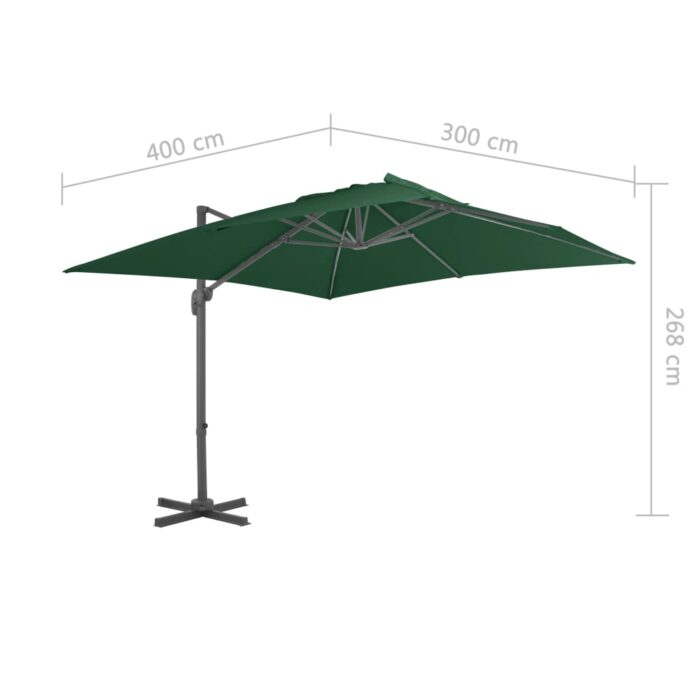 Parasol de jardin en porte-à-faux et poteau en aluminium vert – Image 8