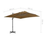 Parasol de jardin en porte-à-faux et poteau en aluminium taupe – Image 8
