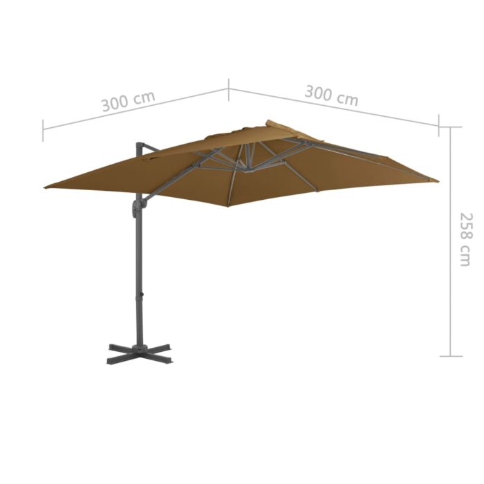 Parasol de jardin en porte-à-faux et poteau en aluminium taupe – Image 8
