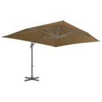 Parasol de jardin en porte-à-faux et poteau en aluminium taupe – Image 2