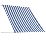Auvent rétractable 150x150 cm Bleu et blanc – Image 3