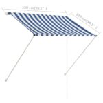 Auvent rétractable 150x150 cm Bleu et blanc – Image 6